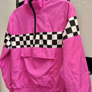 Forever 21 Pink Bomber Jacket with Checkered Detail